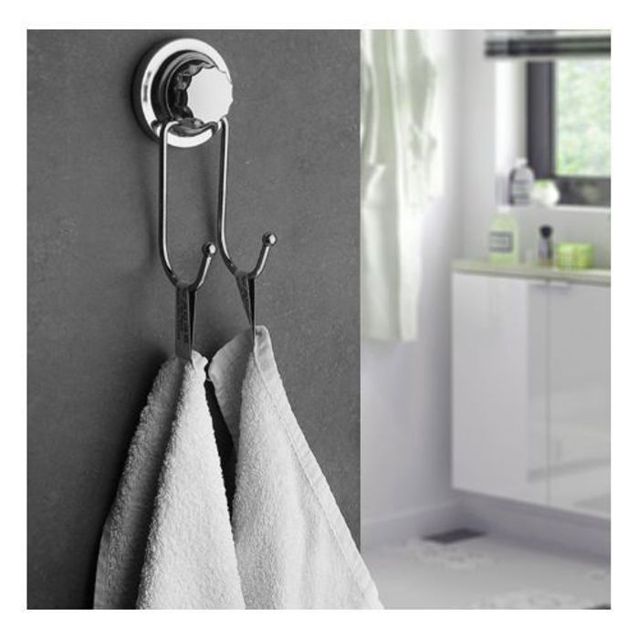 Cintre pour Serviette - METALIFE - Double Crochet - Acier Inoxydable - Argenté - Design Contemporain