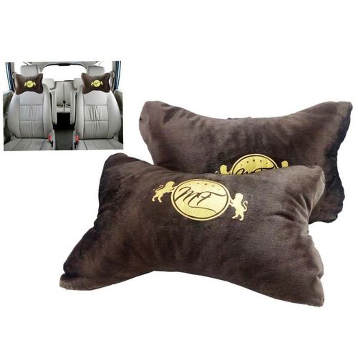 Coussins et Appuie-Tete de Voiture en Peluche - 2 Oreillers Doux et Confortables