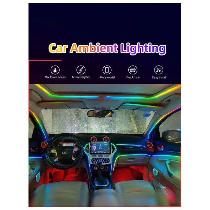Kit 18-en-1 de lumières LED d’ambiance pour véhicule
