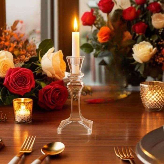 Bougeoir - AYA HOME - MM en Cristal - Verre Transparent - 20x9cm - Moderne