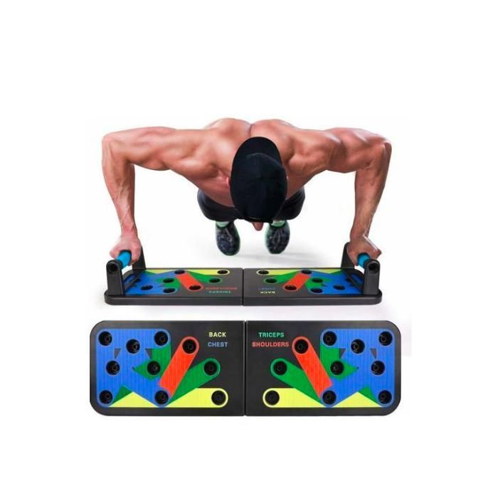 Planche de pompes pliable, Équipement multifonctionnel pour musculation et fitness à domicile, 12-en-1