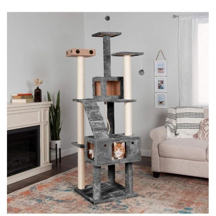 Arbre à Chat - FEANDREA - PCT019W01 - XL 120 cm - Gris Clair - Montage facile