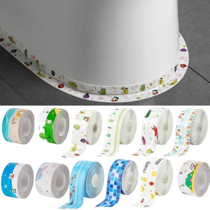 Bande adhésive imperméable pour évier de cuisine, coin de toilettes (couleur et dessin aléatoire)