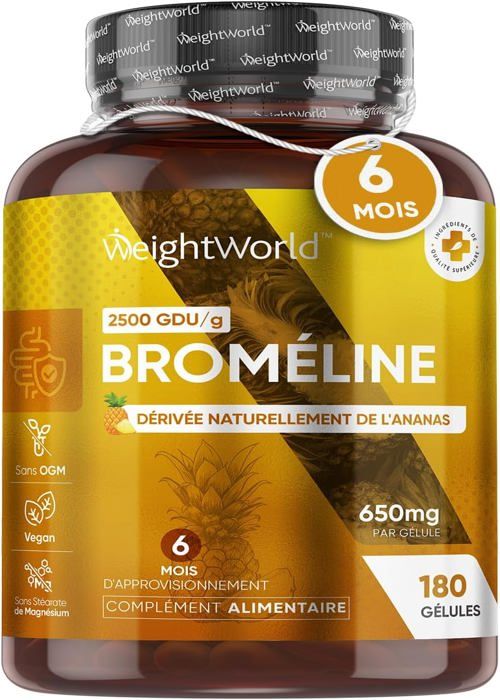 Broméline Pure - 180 Gélules Enzymes digestives naturelles d'ananas