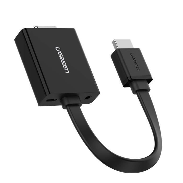 Adaptateur HDMI vers VGA - Ugreen - 1080p - Sortie Audio - Noir - Compatible PC/Raspberry Pi/TV Box