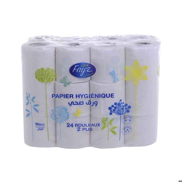 Papier hygiénique blanc 2 plis x24 rouleaux - FAYZ