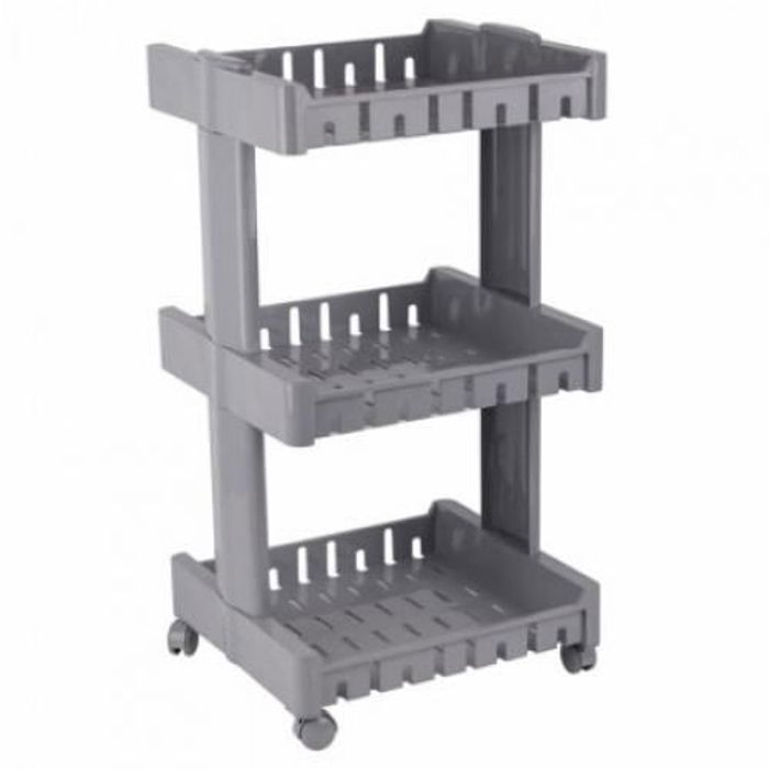 Etagère de Salle de Bain - Saga - Carrée - 3 Niveaux - Plastique - Avec Roues