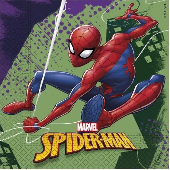 Serviettes en papier - Marvel - Spiderman - 20 pièces - 33 x 33 cm - Vert