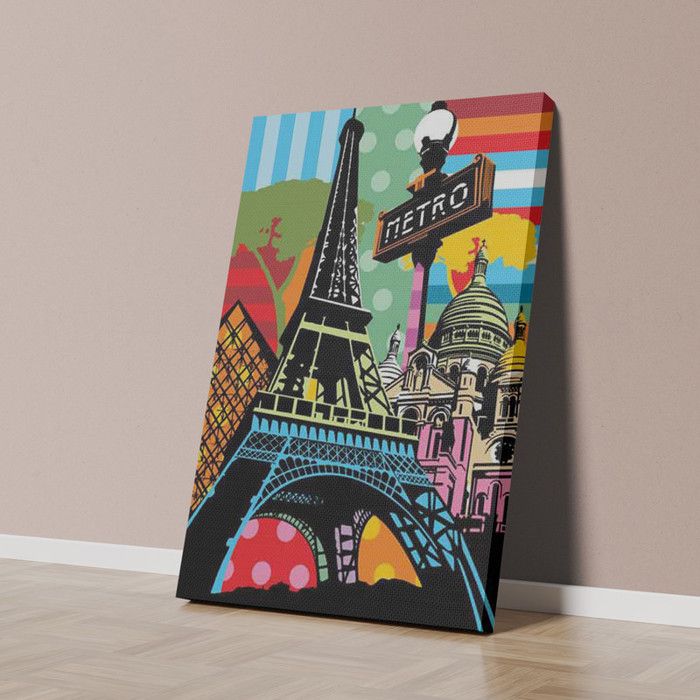 Tableau Décoratif - Pop Art - 40 x 60 cm - Velours - Multicolore - Salon