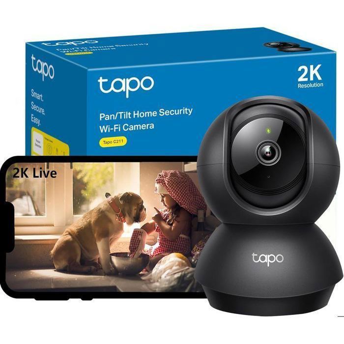 Caméra Surveillance WiFi intérieure 2K(3MP) 360° - TP-Link Tapo C211 - Vision nocturne - Détection de personne - Suivi de mouvement