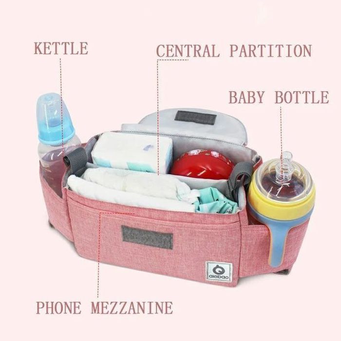 Sac de rangement pour poussette bébé Rose