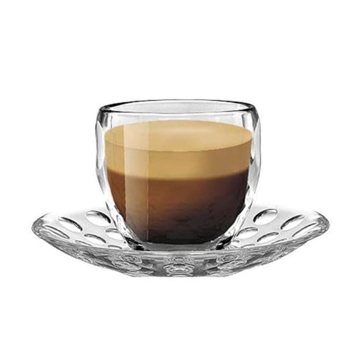 Ensemble de 3 Tasses en Verre avec Soucoupes pour un Café Raffiné