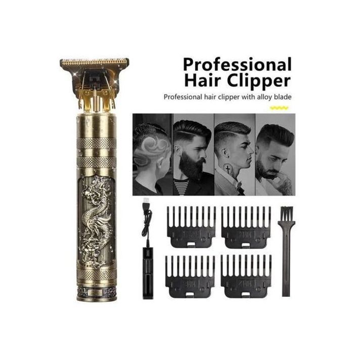 Tondeuse à Cheveux et Barbe Vintage T9 : Lame en Acier Titane, Rechargeable et Sans Fil