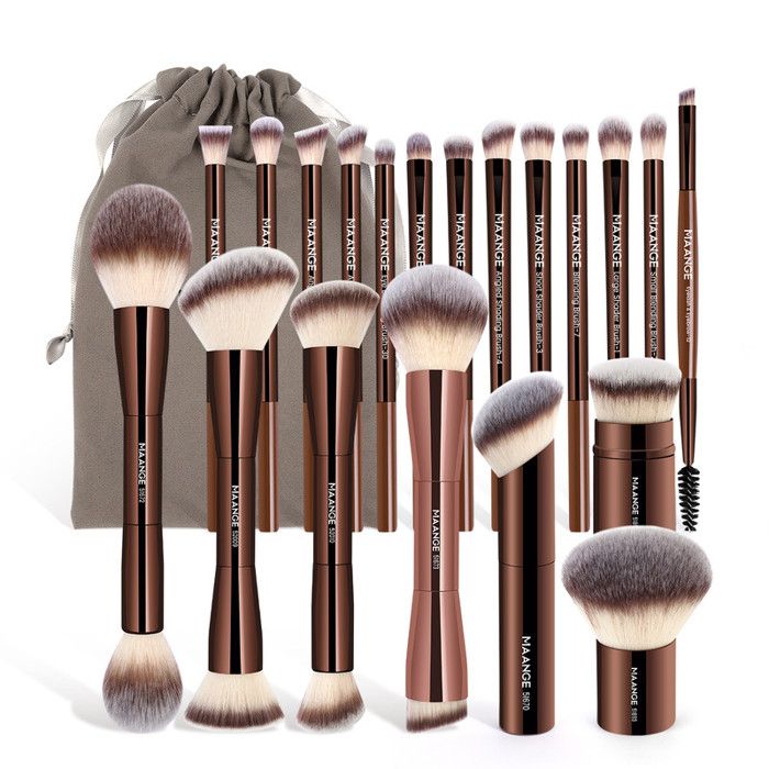 Pinceaux de maquillage - MAANGE - 20 pièces - Sac inclus - Matériau synthétique - Pour tous types de peau