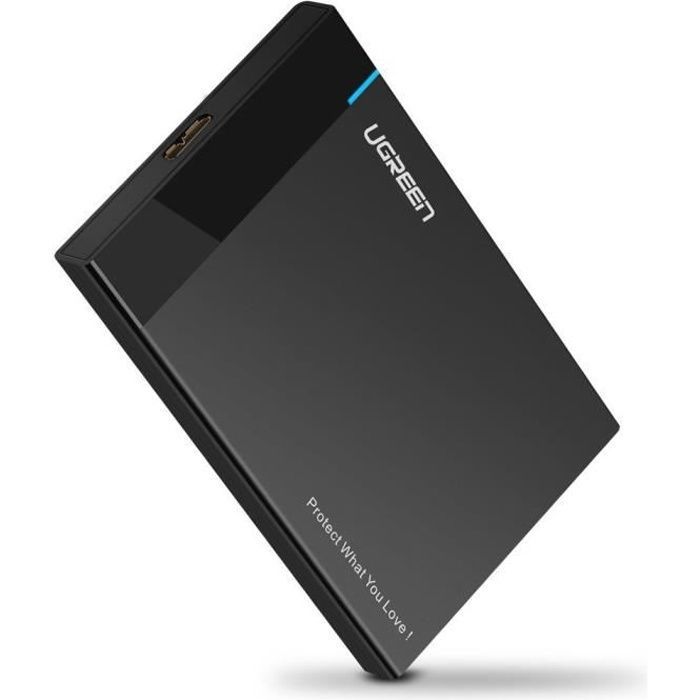 Boîtier Disque Dur Externe 2.5" SATA HDD SSD - UGREEN - Plug & Play - 5Gbps - Noir
