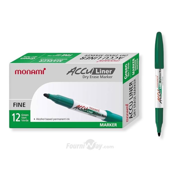 Boite de 12 Marqueurs Effaçable Monami Accu VERT