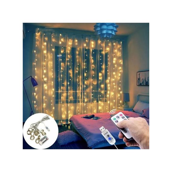 Rideau lumineux extérieur led pour décoration de jardin de noël, mariage, fête