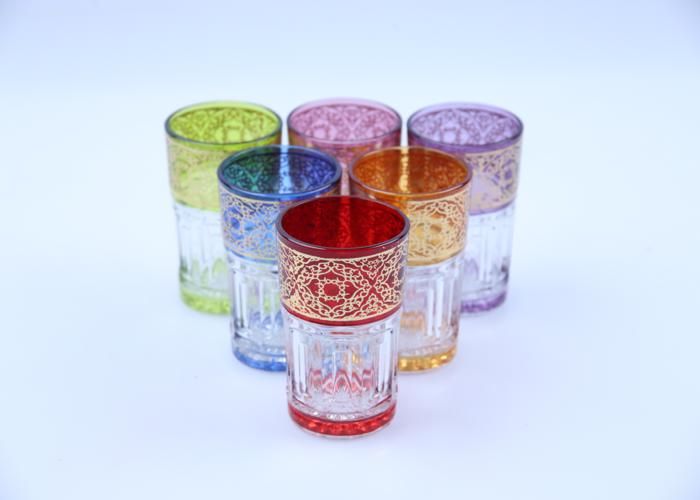 6 Verres à Thé Prestige Impérial Doré Coloré