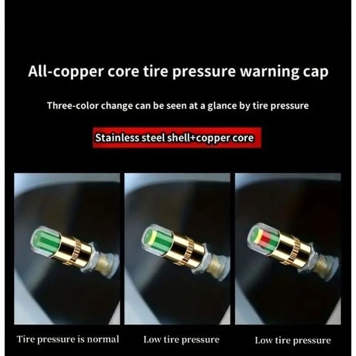 4 bouchons de valve de surveillance de la pression des pneus