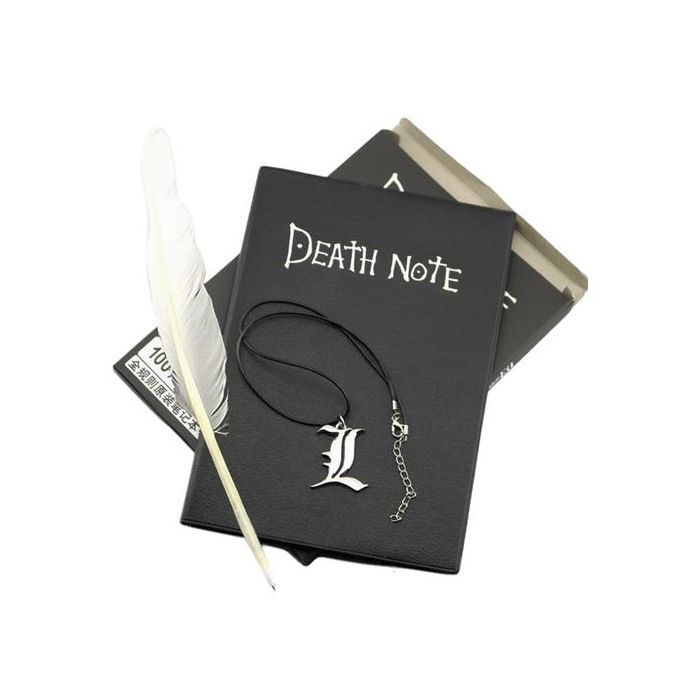 Bloc-notes en cuir - DEATH NOTE - Ryuk & Kira - Collier inclus - Stylo plume - Mixte