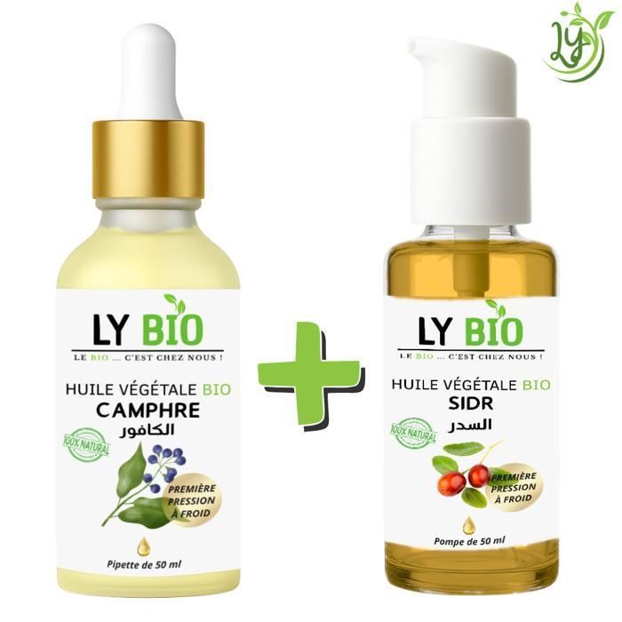 Pack Huile Camphrée et Sidr - LYBIO - 50ml - Pipette - Pompe - Tous types de cheveux