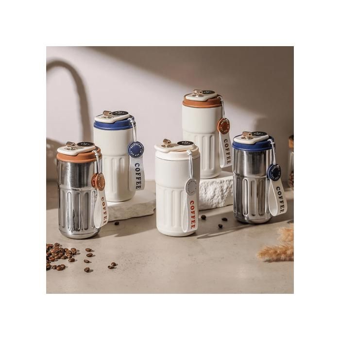 Tasse à café isotherme en inox avec affichage digital – Double paroi et couvercle portable (colleur aléatoire)