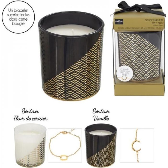 Bougie Parfumée - THE CONCEPT FACTORY - Motif Doré - 8 cm - Cire de Paraffine - Intérieur