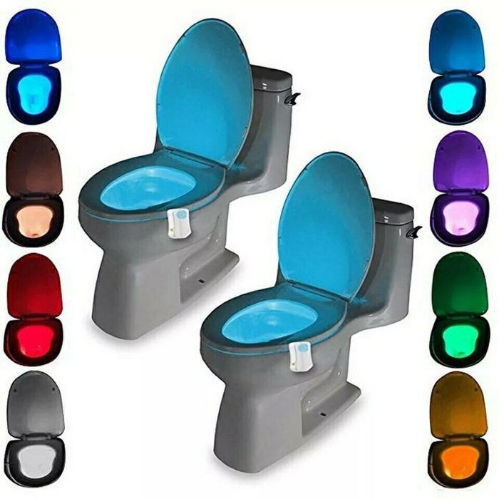 Veilleuse de Toilette - LED - 8 Couleurs - Détecteur de Mouvement - Économie d'Énergie - Étanche