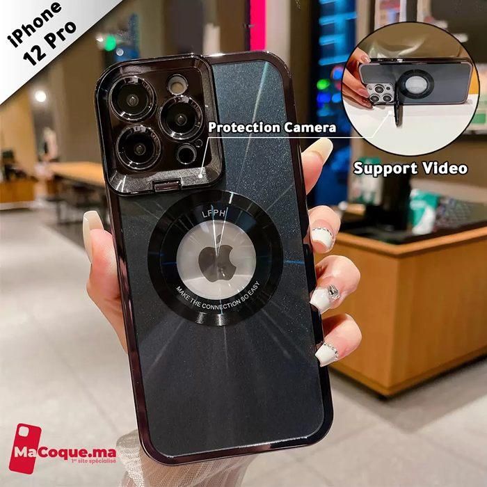 Black Coque iPhone 12 Pro MagSafe/Magnétique/Support Caméra