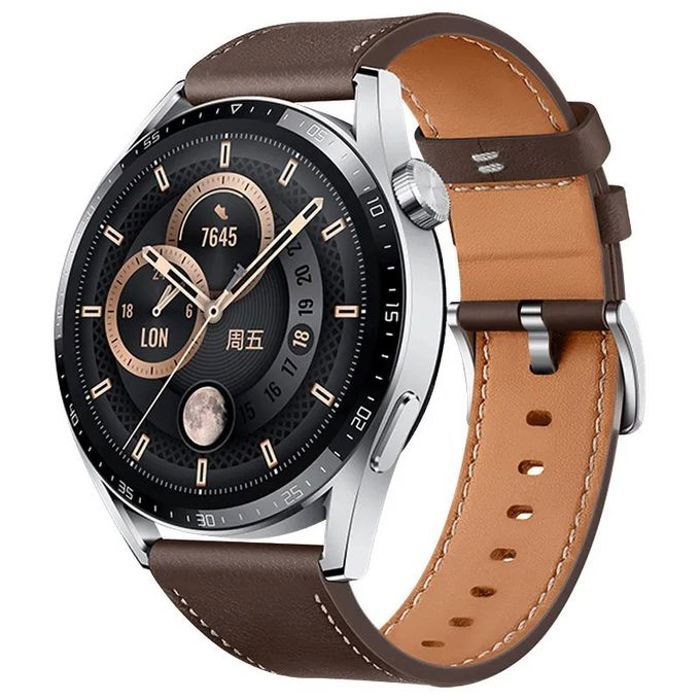 Bracelet 22mm en cuir Marron Foncé pour Huawei Watch GT4 46mm / GT3 / GT3 Pro / GT2 / GT2 Pro