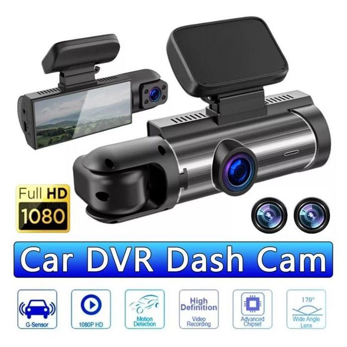 Camera de tableau de bord avant et intérieur Super HD 1080P, Enregistreur de conduite DVR de voiture grand angle avec ventouse