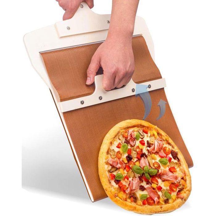 Pelle à pizza coulissante, Antiadhésive avec Manche en Bois, Spatule de Transfert