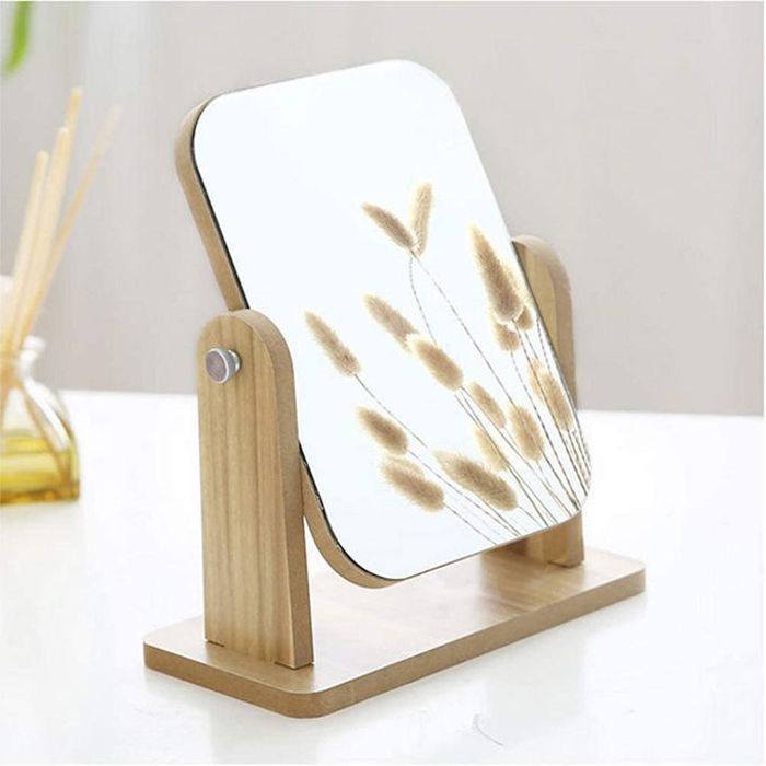 Miroir de Maquillage Rotatif avec Support en Bois Miroir de Table Rectangulaire 104