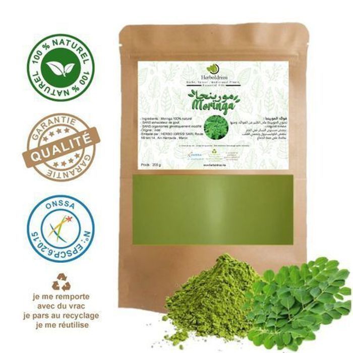HERBO IDRISSI MORINGA En Poudre 500 g Arbre de Vie / ANTIOXYDANT/ Riche En protéine