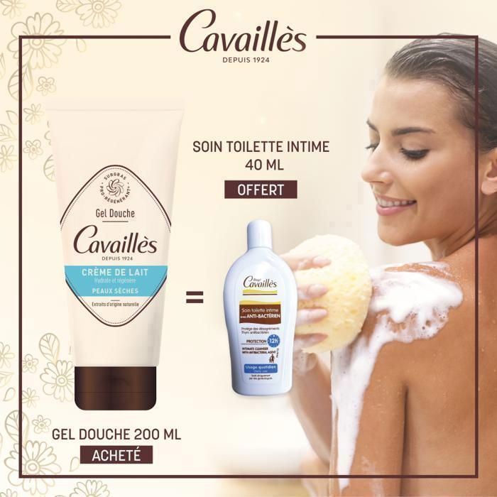 Gel Douche Lait Hydratant 200ml = Soin Toilette Intime 40ml Offert