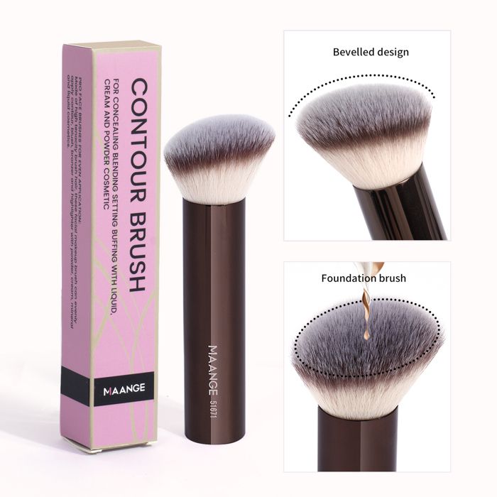 Pinceau de maquillage - MAANGE - Biseauté - Poils synthétiques - Application facile - Design ergonomique