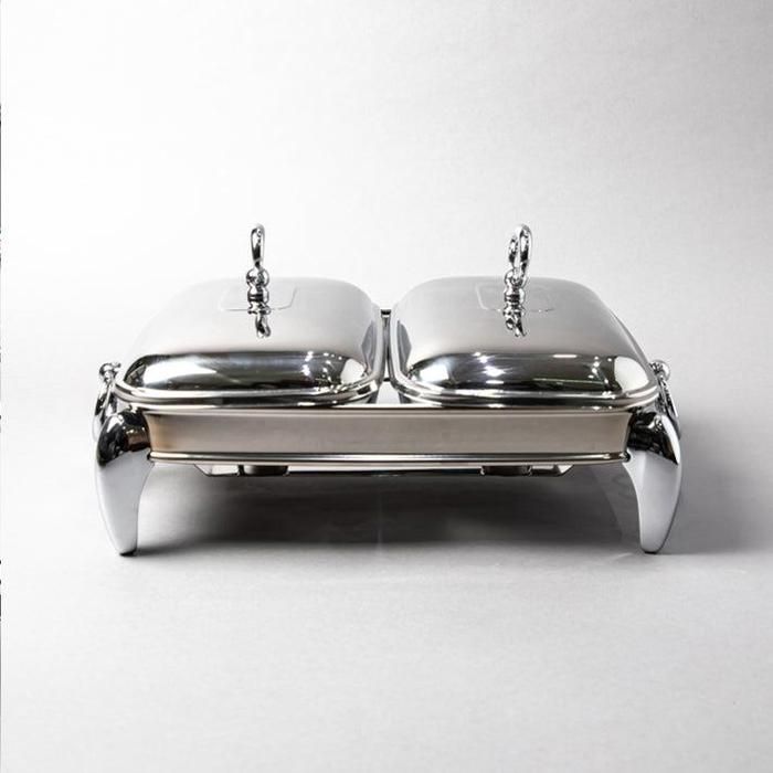Plat de présentation - AYA HOME - Inox 18 crt - 2 compartiments - Rectangulaire - Lave-vaisselle compatible