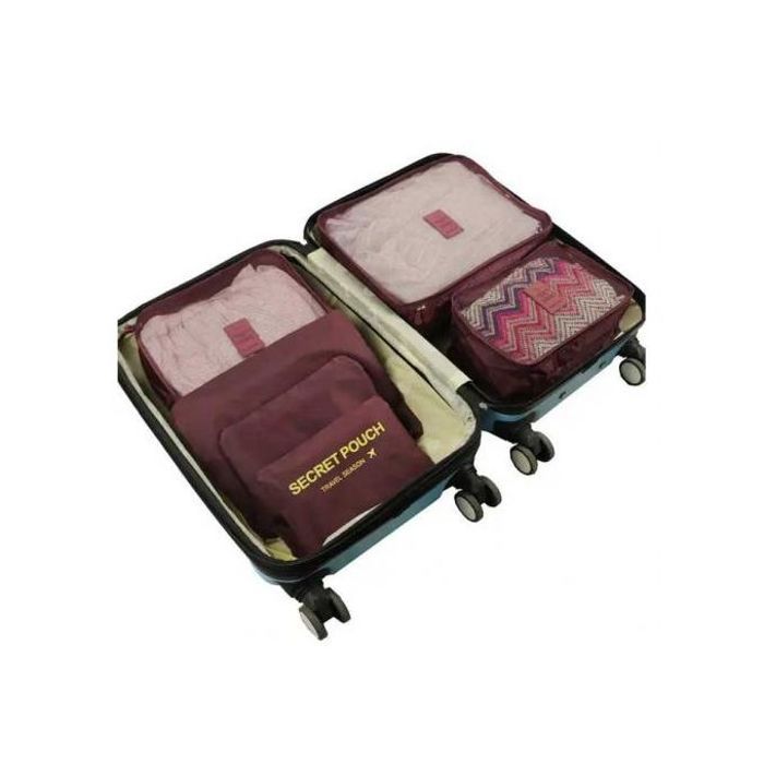 Ensemble de 6 Sacs de Rangement de Voyage - Rouge