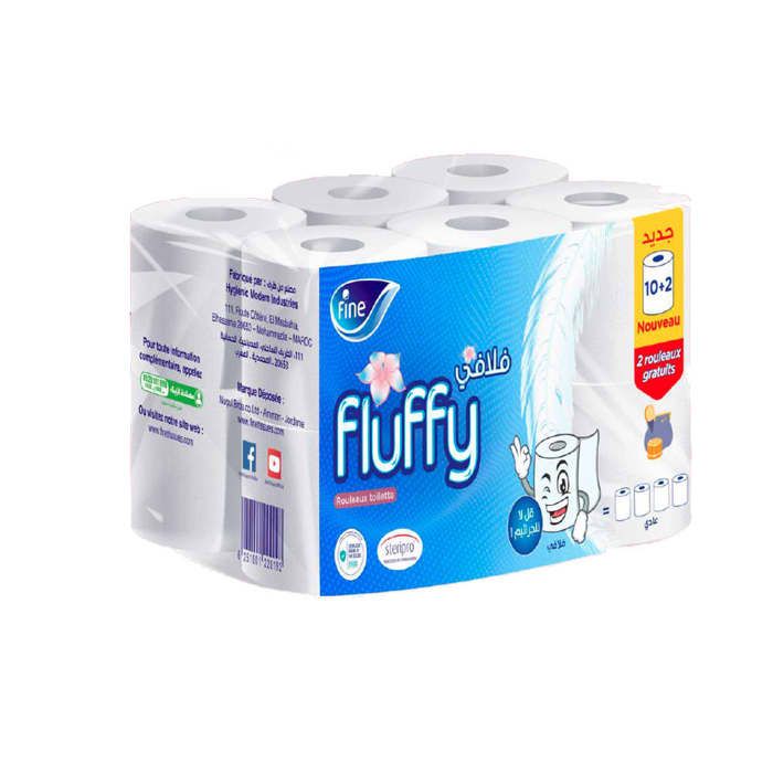 Papier toilette Fluffy 2 plis x12 unités - FINE