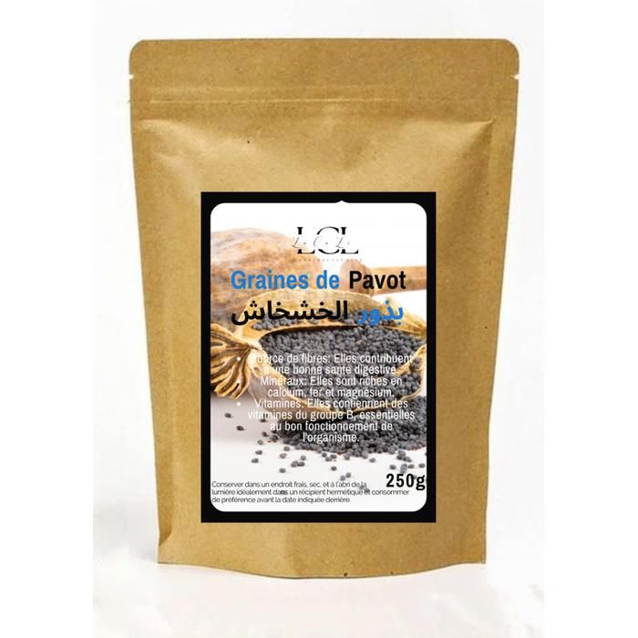 Graines de Pavot - LOCALi - 250g - Riche en calcium - Saveur noisettée - Complément nutritionnel