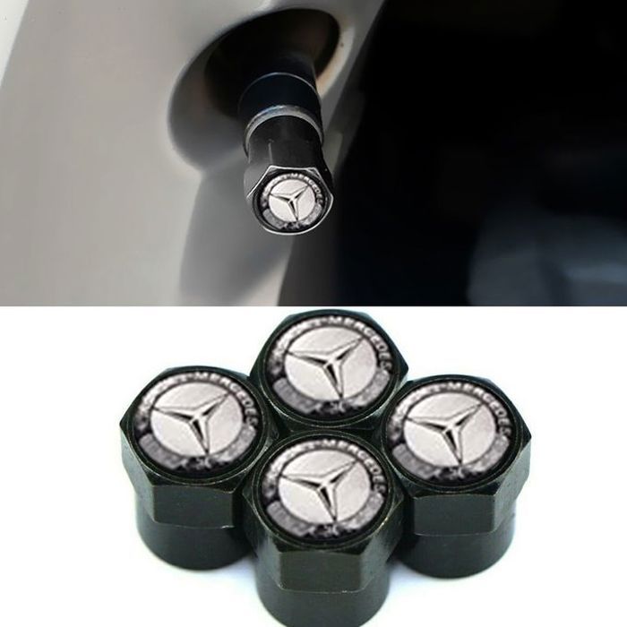 4 pièces Bouchon de valve logo Mercedes Benz Noir