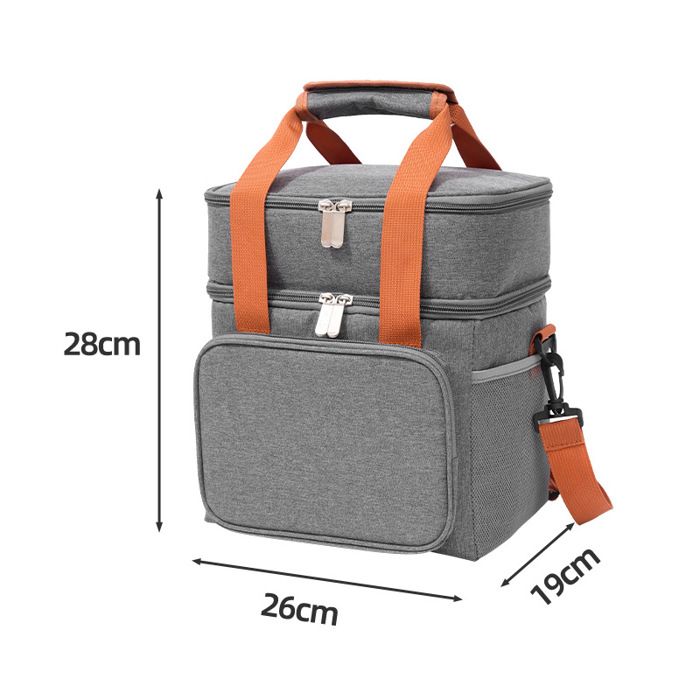 Sac Isotherme - ECELEN - Double Couche - Tissu Oxford - 28x26x19cm - Gris