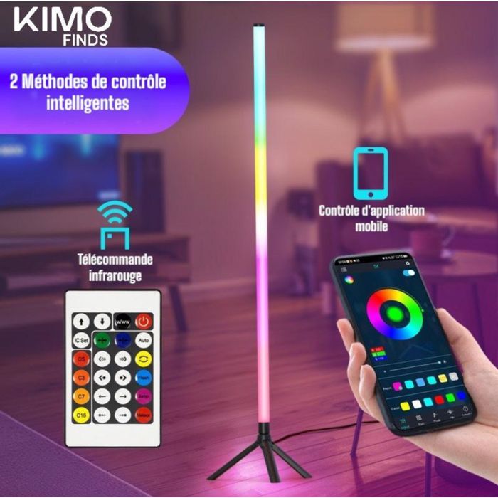 Lampadaire LED - KIMO FINDS - RGB - Contrôle à distance - Synchronisation musicale - Ambiance réglable
