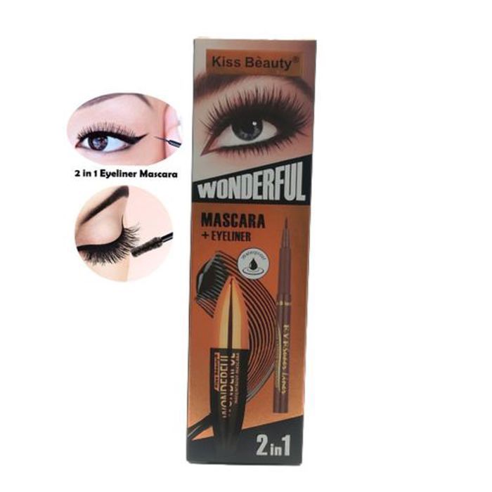 Mascara et Eyeliner 2 en 1, Pack économique .Mascara Noir et Eyeliner Marron.
