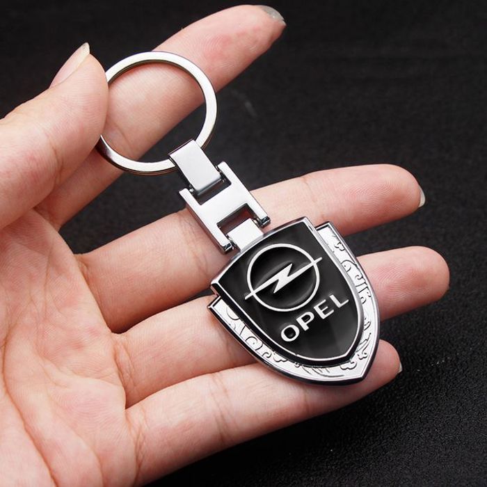 Porte-clés de voiture chrome et noir avec logo Opel
