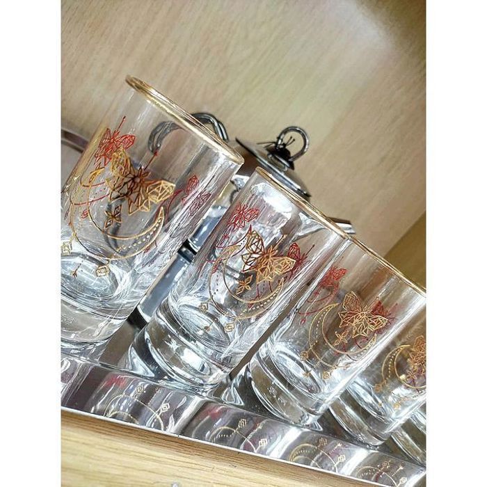 Verres à Thé - Abeille - Ensemble de 6 - 200 ml - Verre trempé - Motif gravé