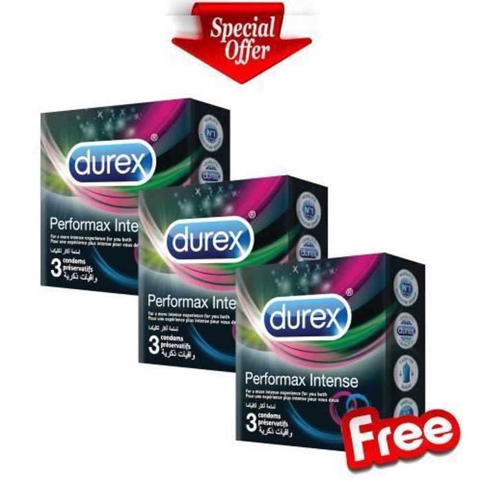 Durex Pack de 3 Performax Intense - 3x3 préservatifs - 2+1 Gratuit