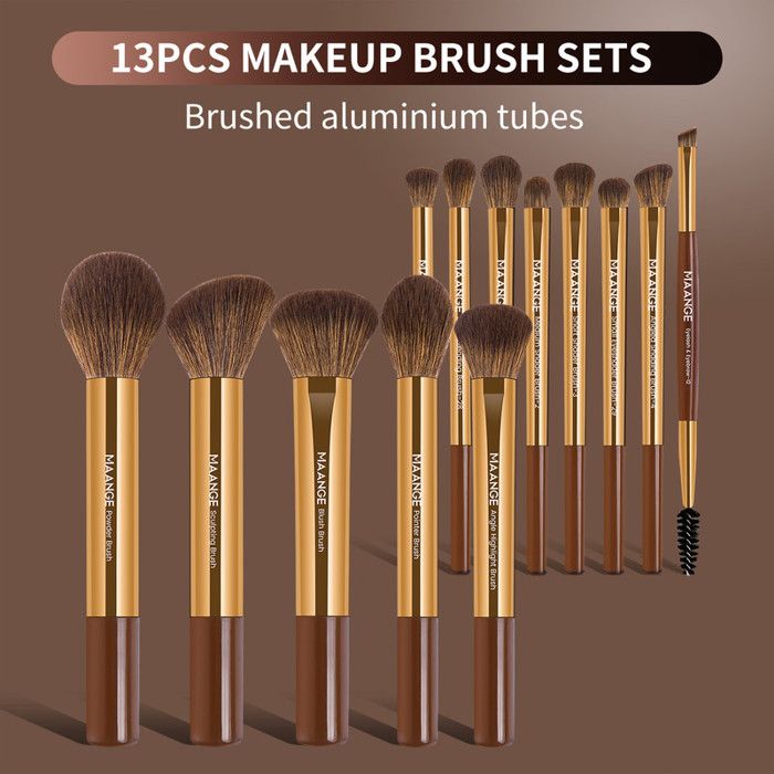 13pcs Make-up brush-coffee gold#