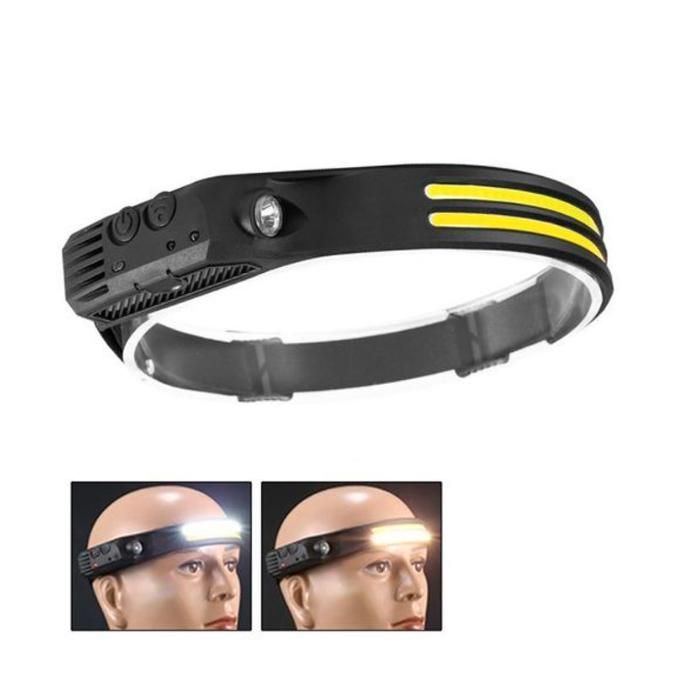 Lampe frontale LED rechargeable avec détecteur de mouvement pour camping