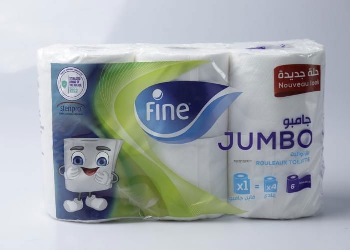 Papier toilette blanc jumbo - 6 pièces - Fine